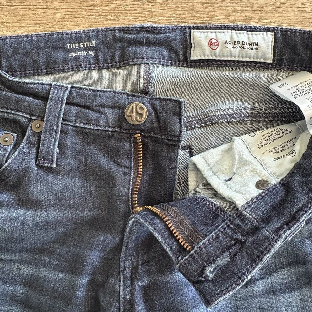 AG Adriano Goldschmied Jeans Women's Stilt Blue Cigarette Leg Size 26R Stretch - Picture 2 of 8